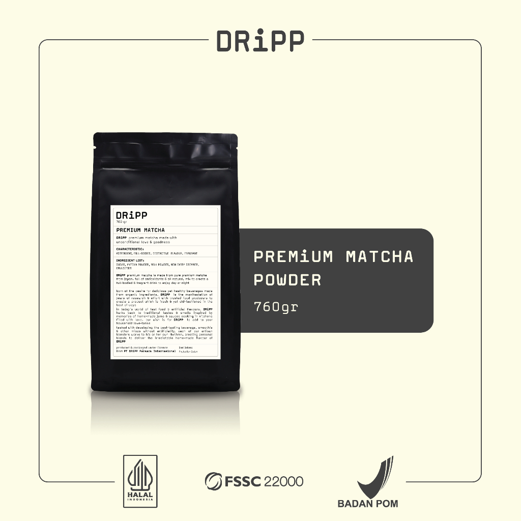 DRiPP Powder Premium Matcha - Perasa Minuman Berbentuk Bubuk Untuk HORECA