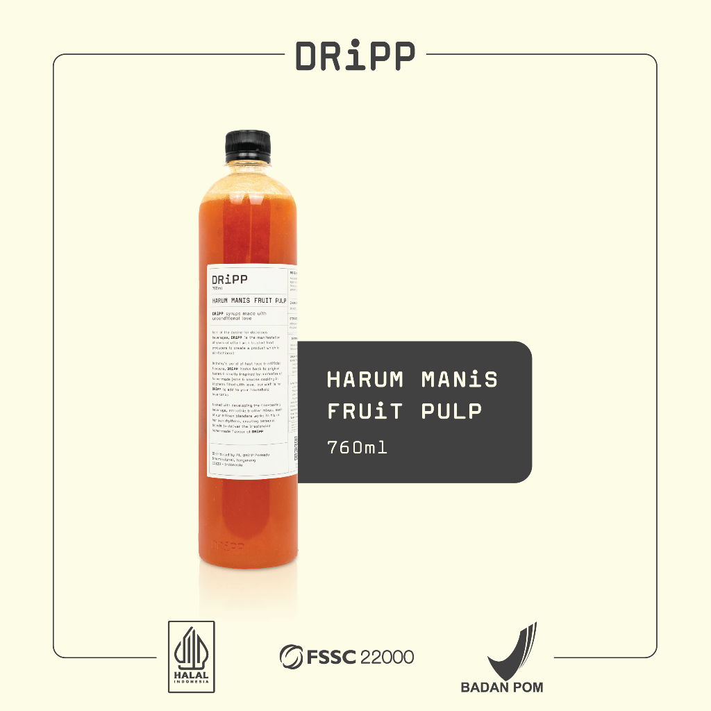 DRiPP Harum Manis Fruit Pulp- Sirup Dengan Daging Buah Mangga Asli Untuk Kafe dan Restoran