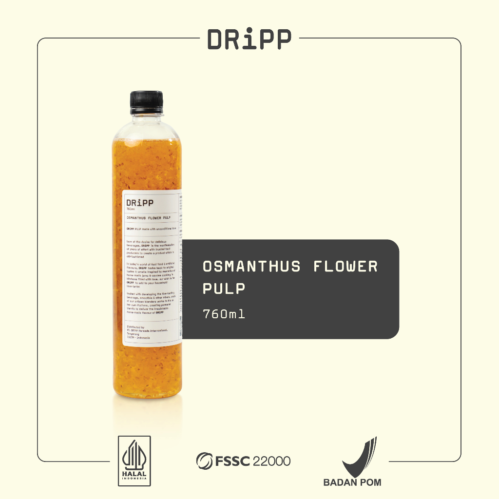 DRiPP Osmanthus Flower Pulp (Sirup Rasa Bubur Bunga Osmanthus) Untuk Minuman Kafe and Restoran