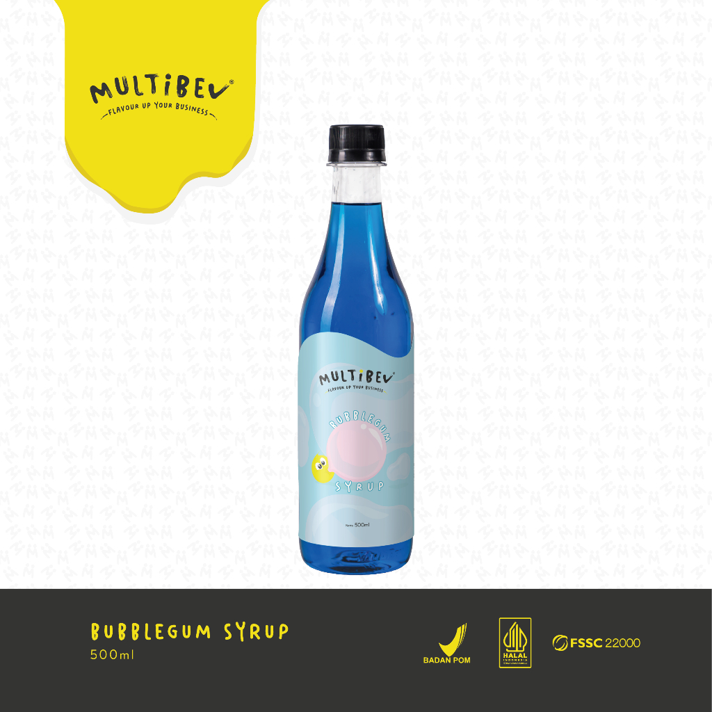 Multibev Sirup Rasa Bubblegum, Sirup Halal Minuman Kekinian ala Kafe syrup permen karet botol pouch