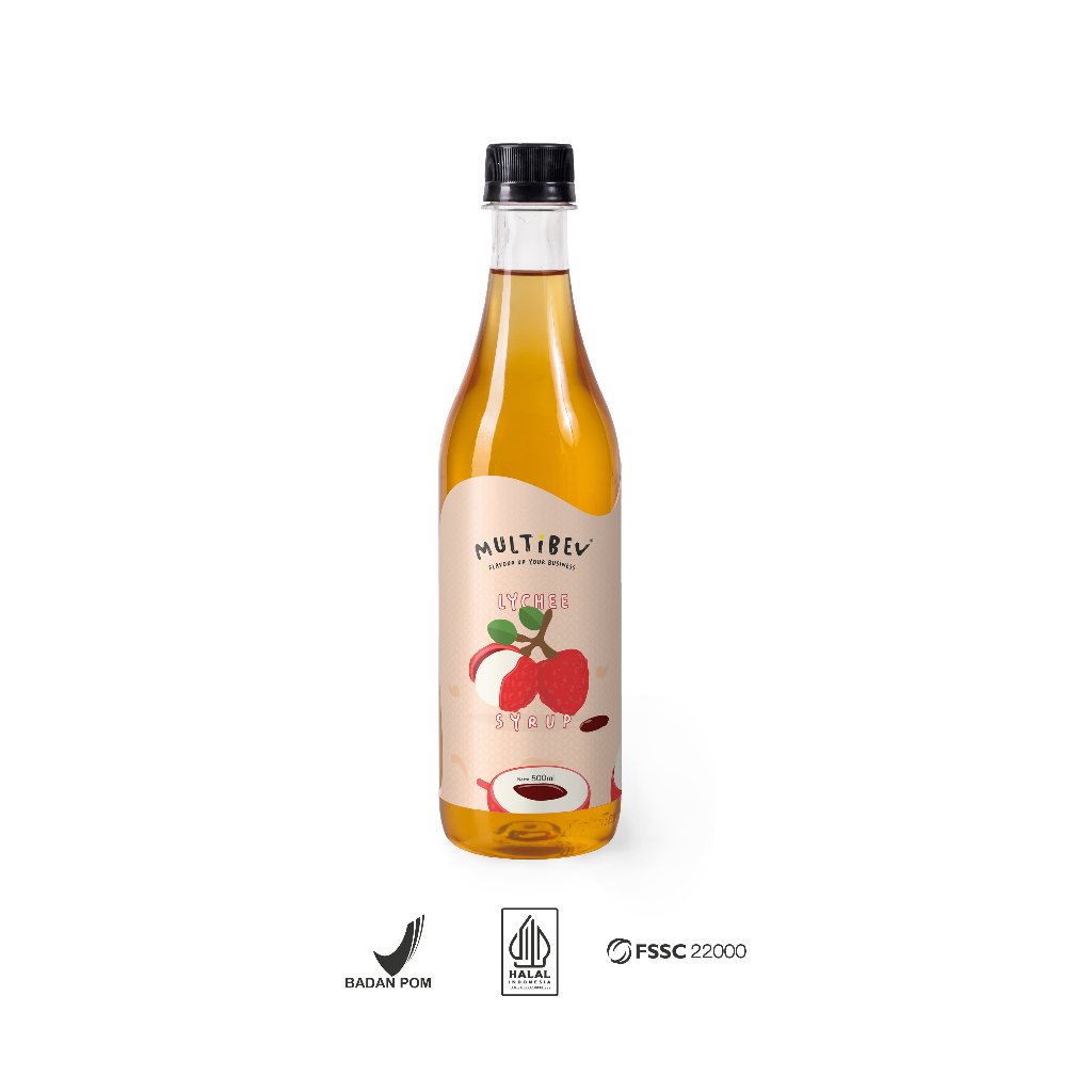 Multibev Sirup Rasa Buah Leci, Sirup Halal Minuman Kekinian ala Kafe botol pouch lychee