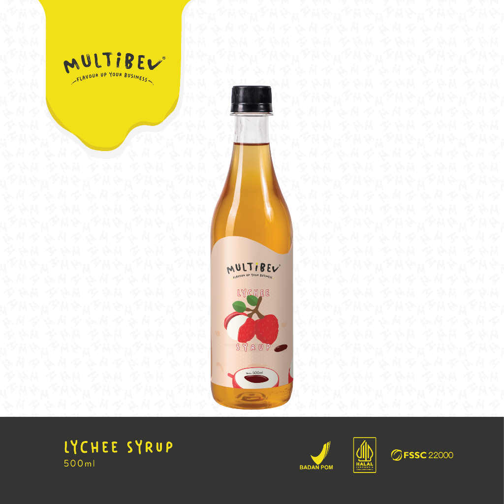 Multibev Sirup Rasa Buah Leci, Sirup Halal Minuman Kekinian ala Kafe botol pouch lychee