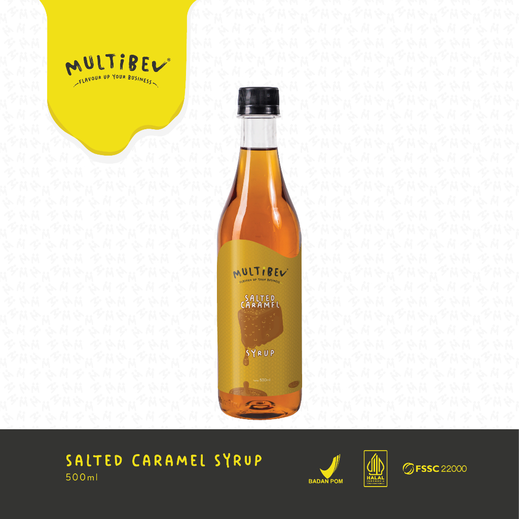 Multibev Sirup Rasa Salted Caramel, Syrup Halal Minuman Kekinian Kafe botol pouch