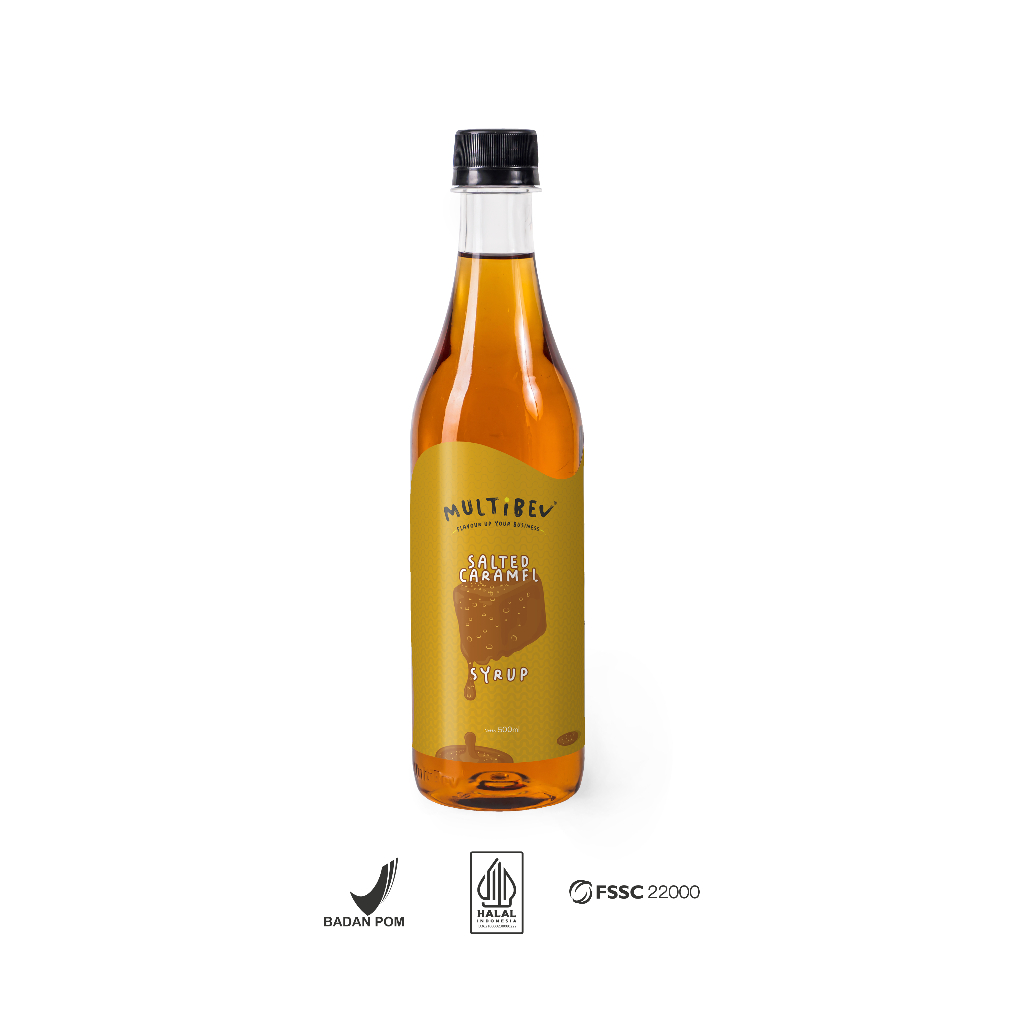 Multibev Sirup Rasa Salted Caramel, Syrup Halal Minuman Kekinian Kafe botol pouch