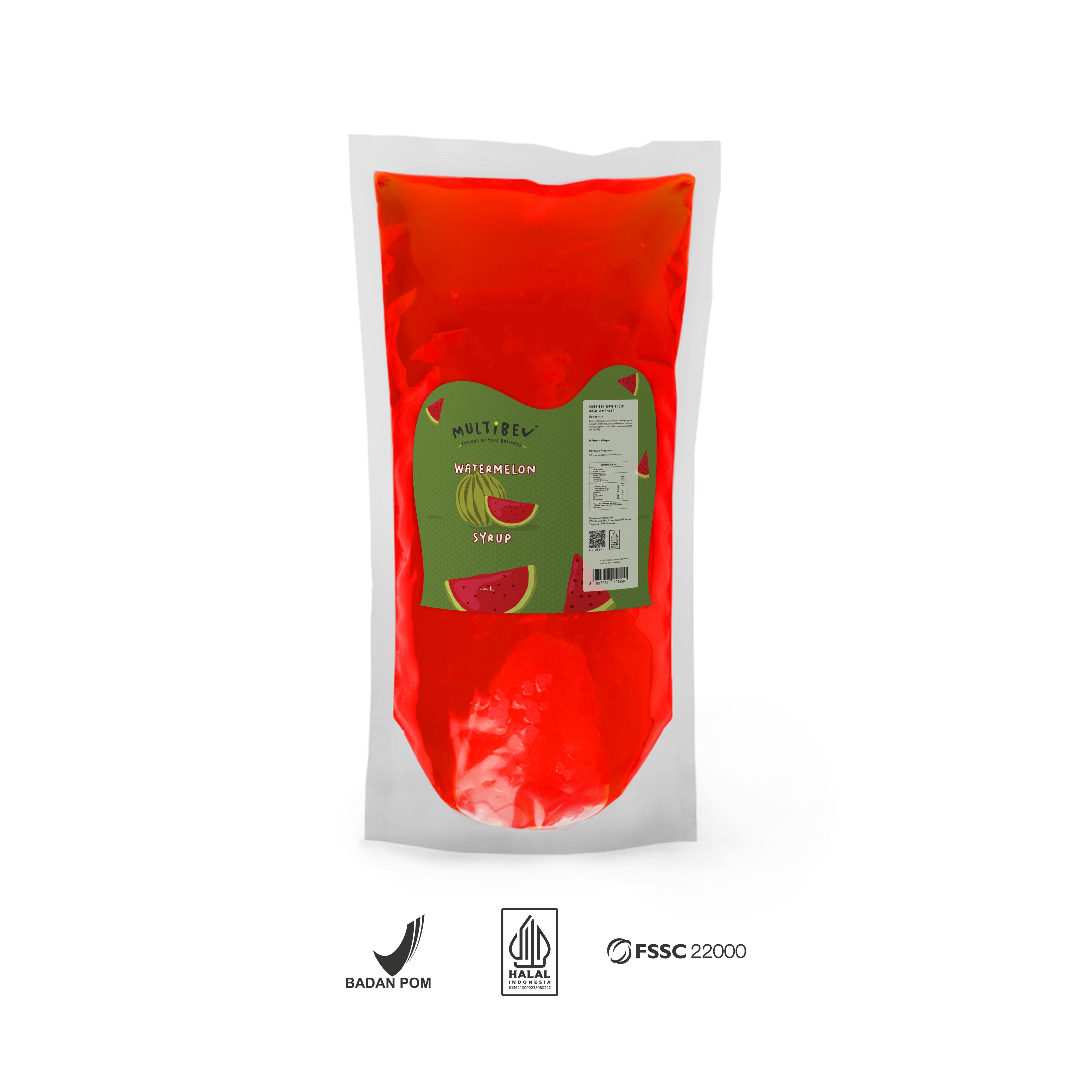Multibev Syrup  Watermelon, Sirup Halal Minuman Kekinian ala Kafe Sirup Rasa Semangka